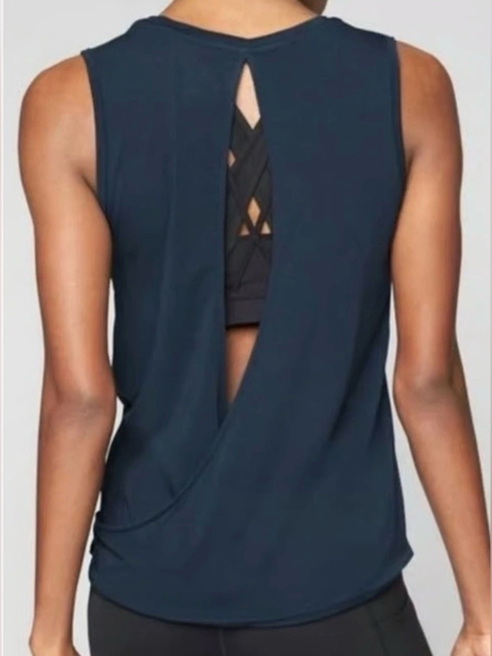 Athleta Essence Open Back Tank Top Women's Size XL X-Large Navy Blue NEW